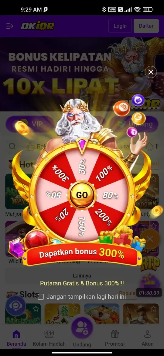 OKIDR beranda utama dengan bonus berlipat